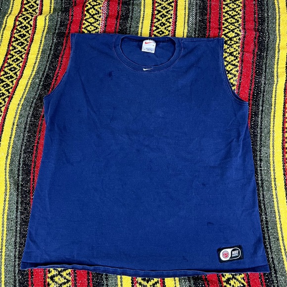 vtg 90s nike basketball center swoosh tank top navy white tag size XL - Picture 2 of 5